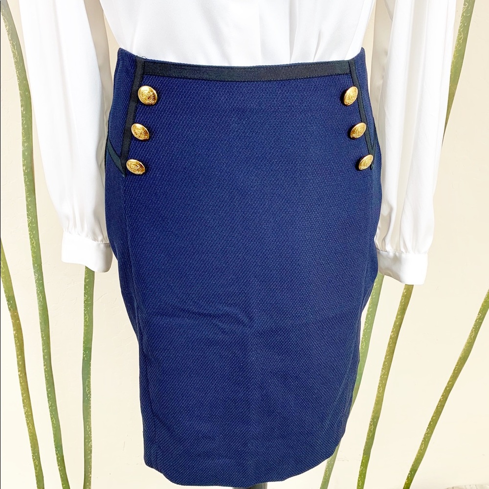 The Limited Navy Blue Buttons Sailor Pencil Skirt